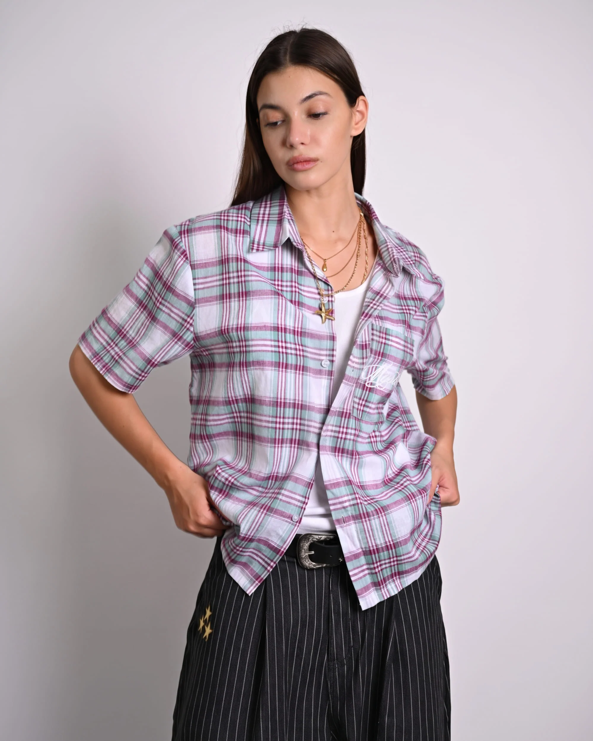 Aqua Star Plaid Shirt - Image 4
