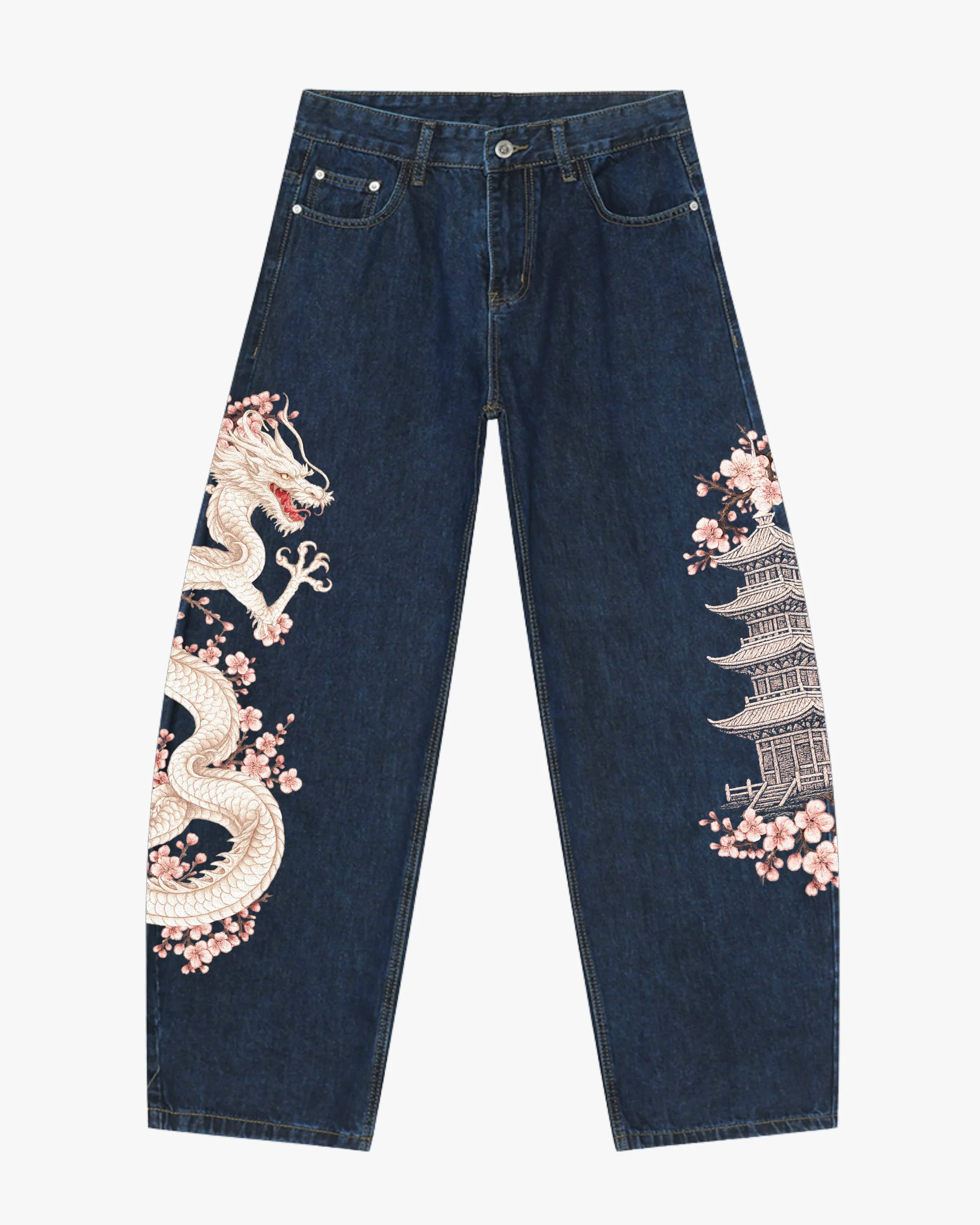 Ivory Dragon Barrel Jeans