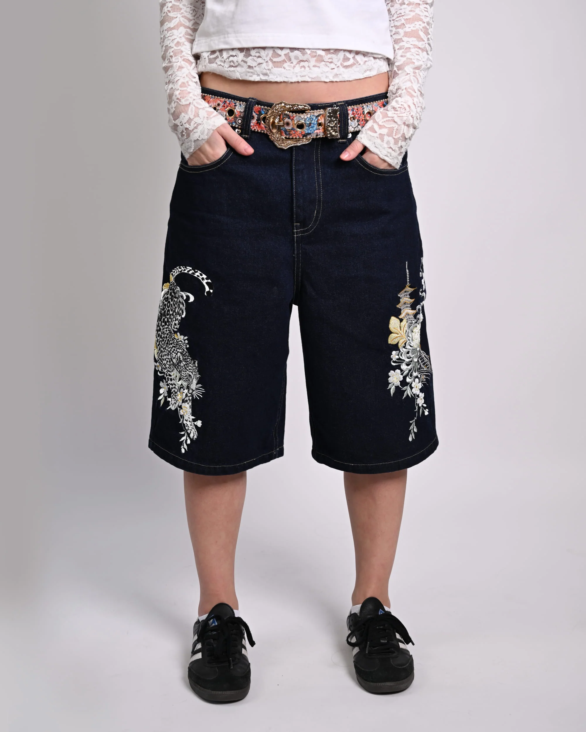 LeopardBloom Embroidered Shorts - Image 2