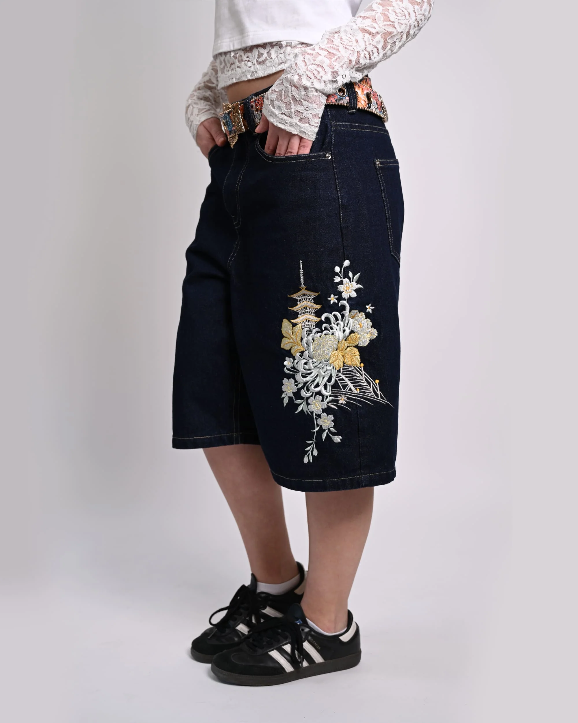 LeopardBloom Embroidered Shorts - Image 3