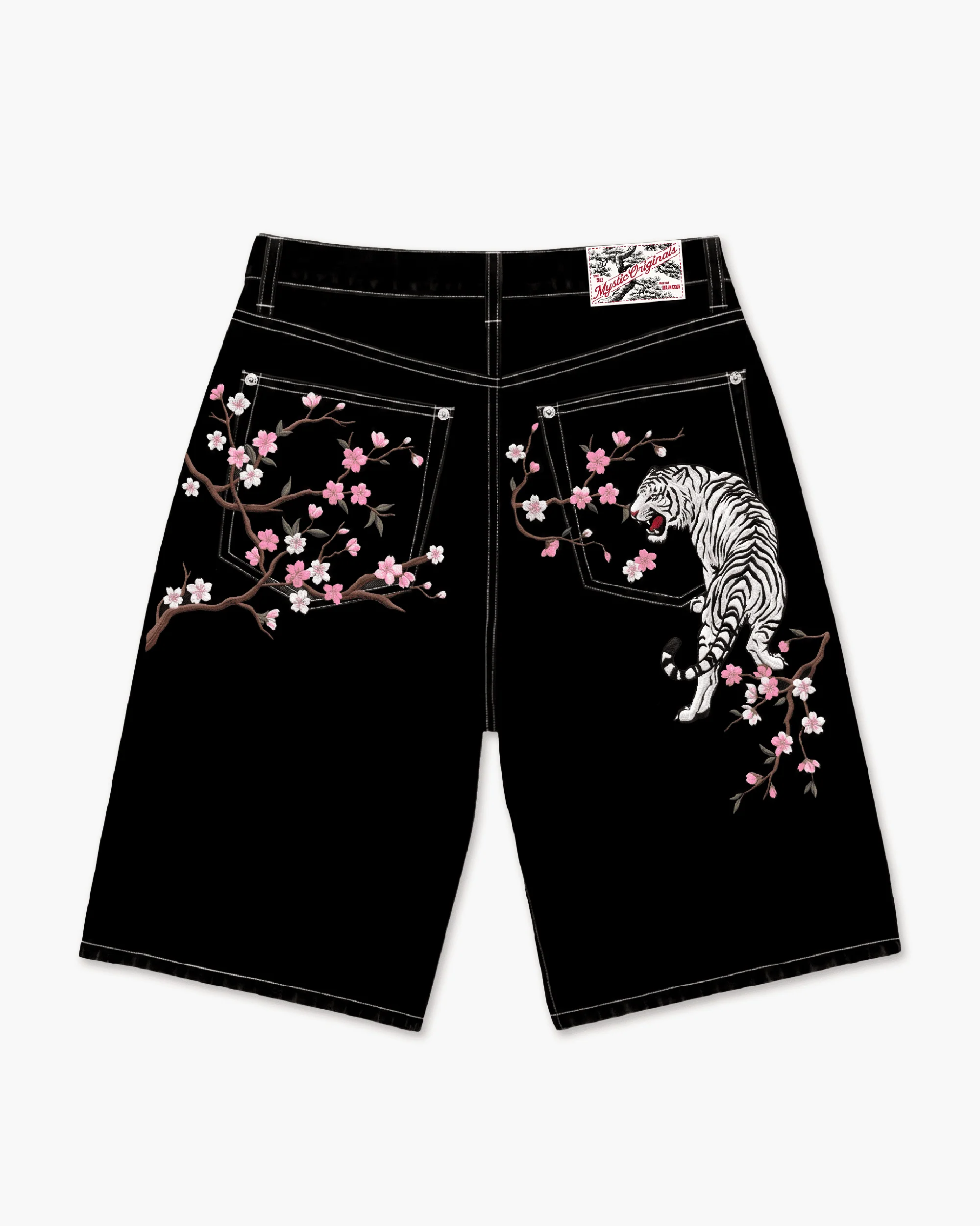 Sakura Tiger Embroidered Shorts