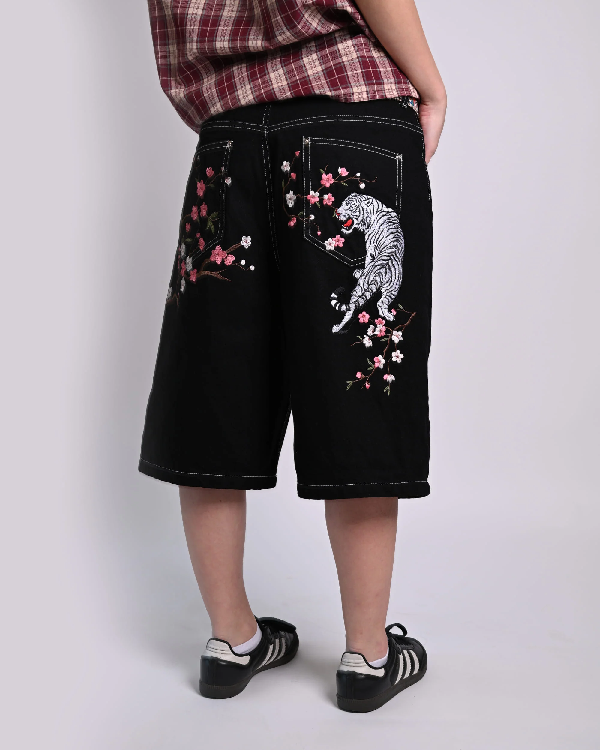 Sakura Tiger Embroidered Shorts - Image 2