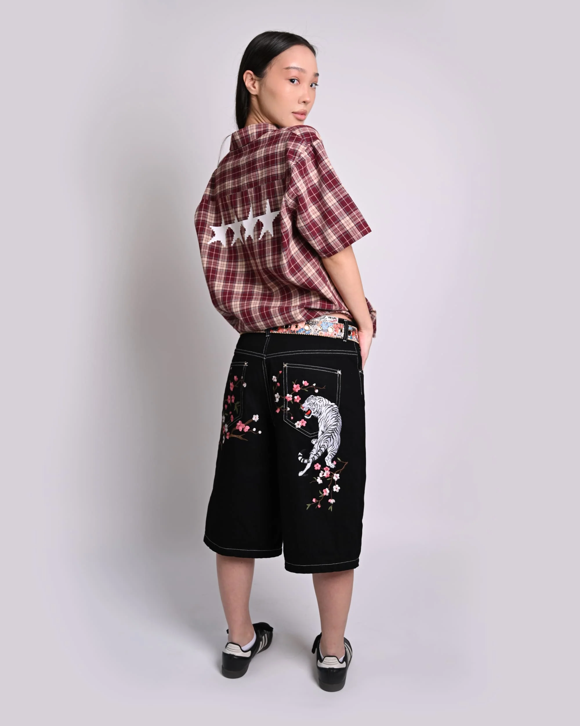 Sakura Tiger Embroidered Shorts - Image 3