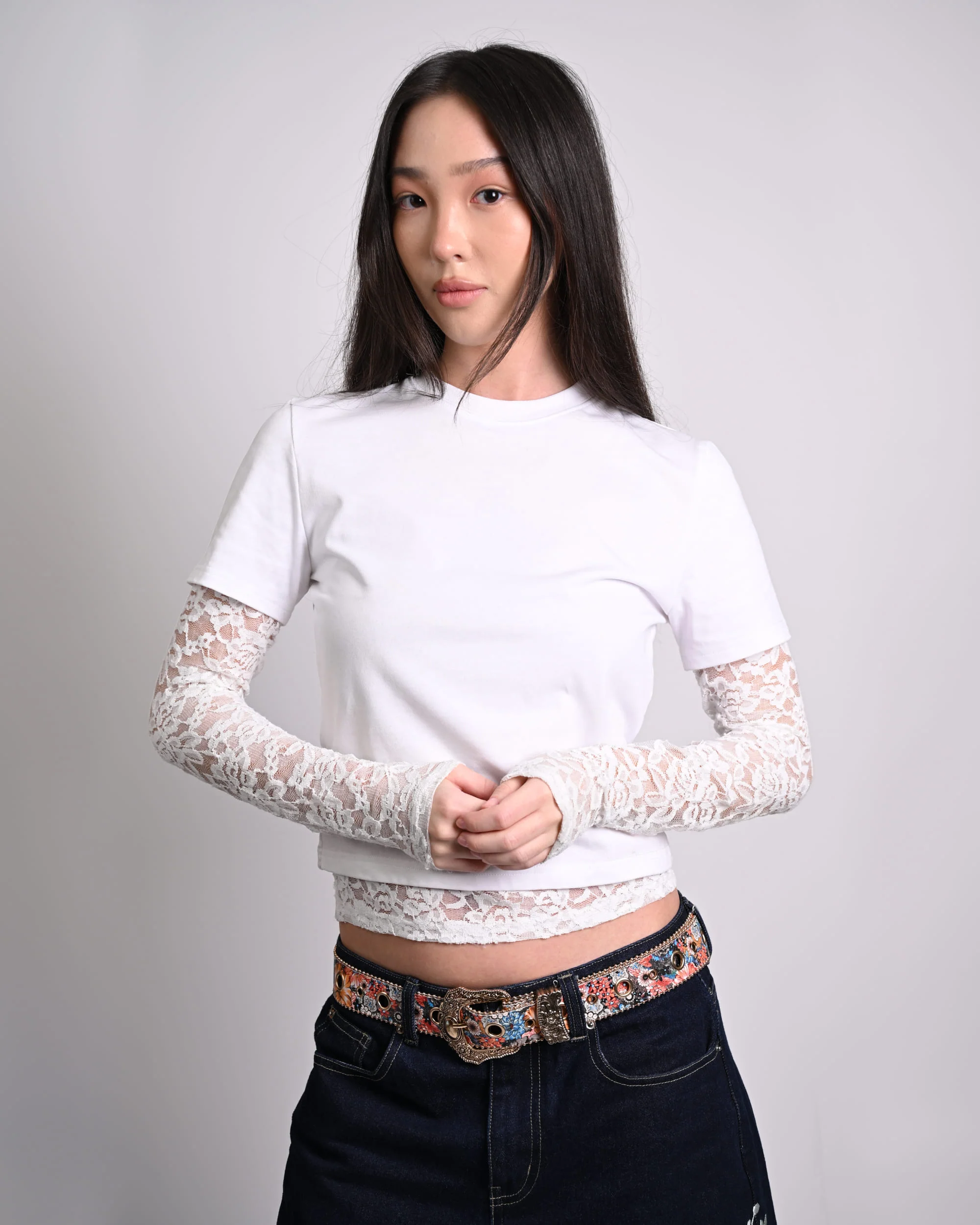 White Lace Layered Longsleeve - Image 2
