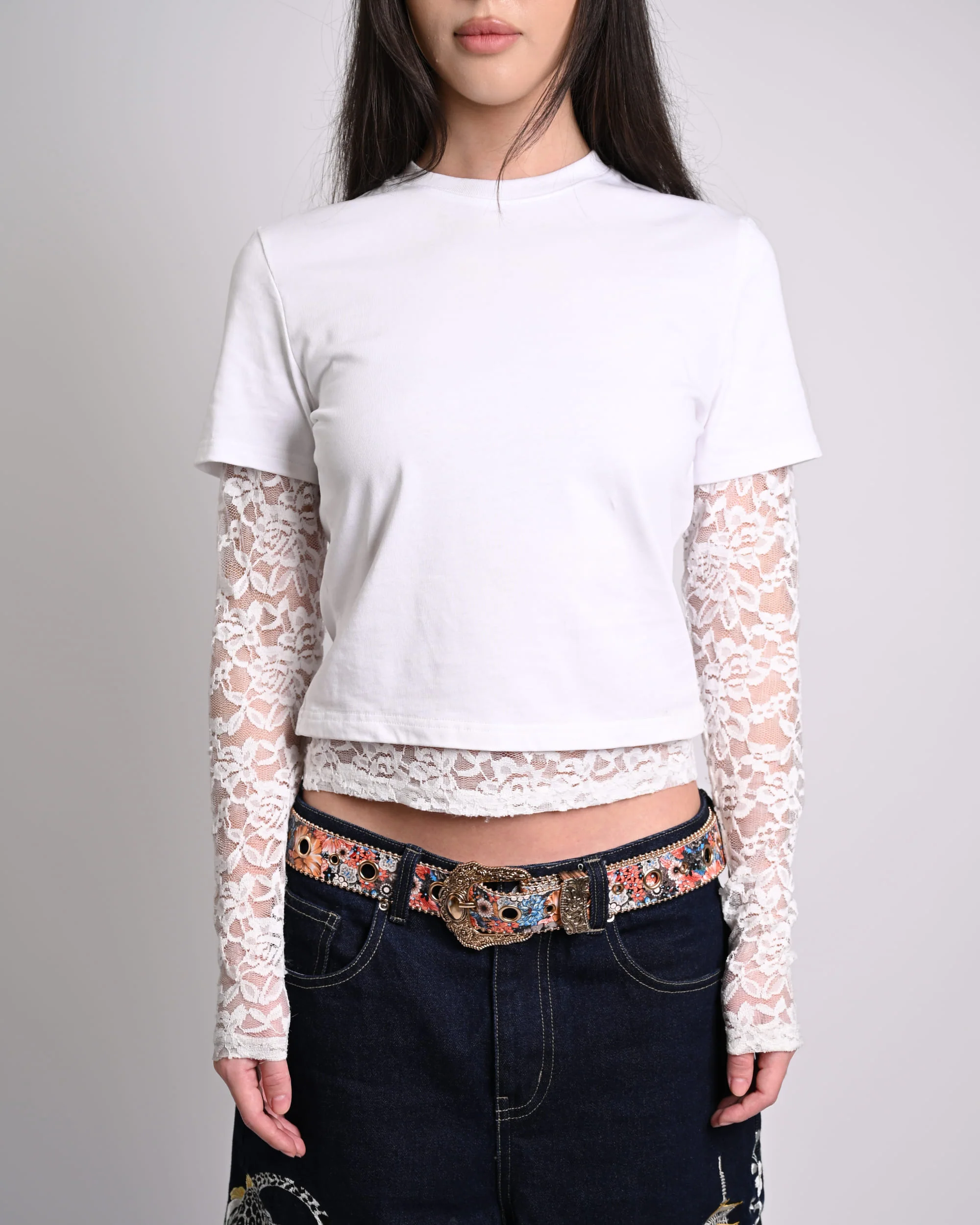 White Lace Layered Longsleeve - Image 3